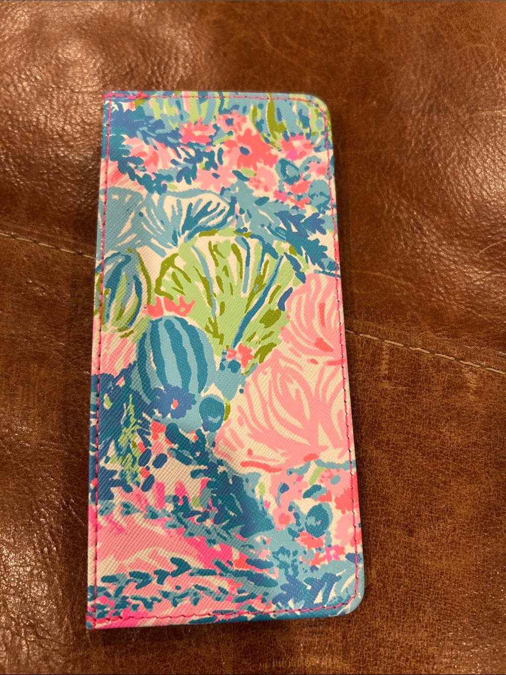 Lilly Pulitzer Coral & Aqua Floral Card Holder - Picture 4 of 6